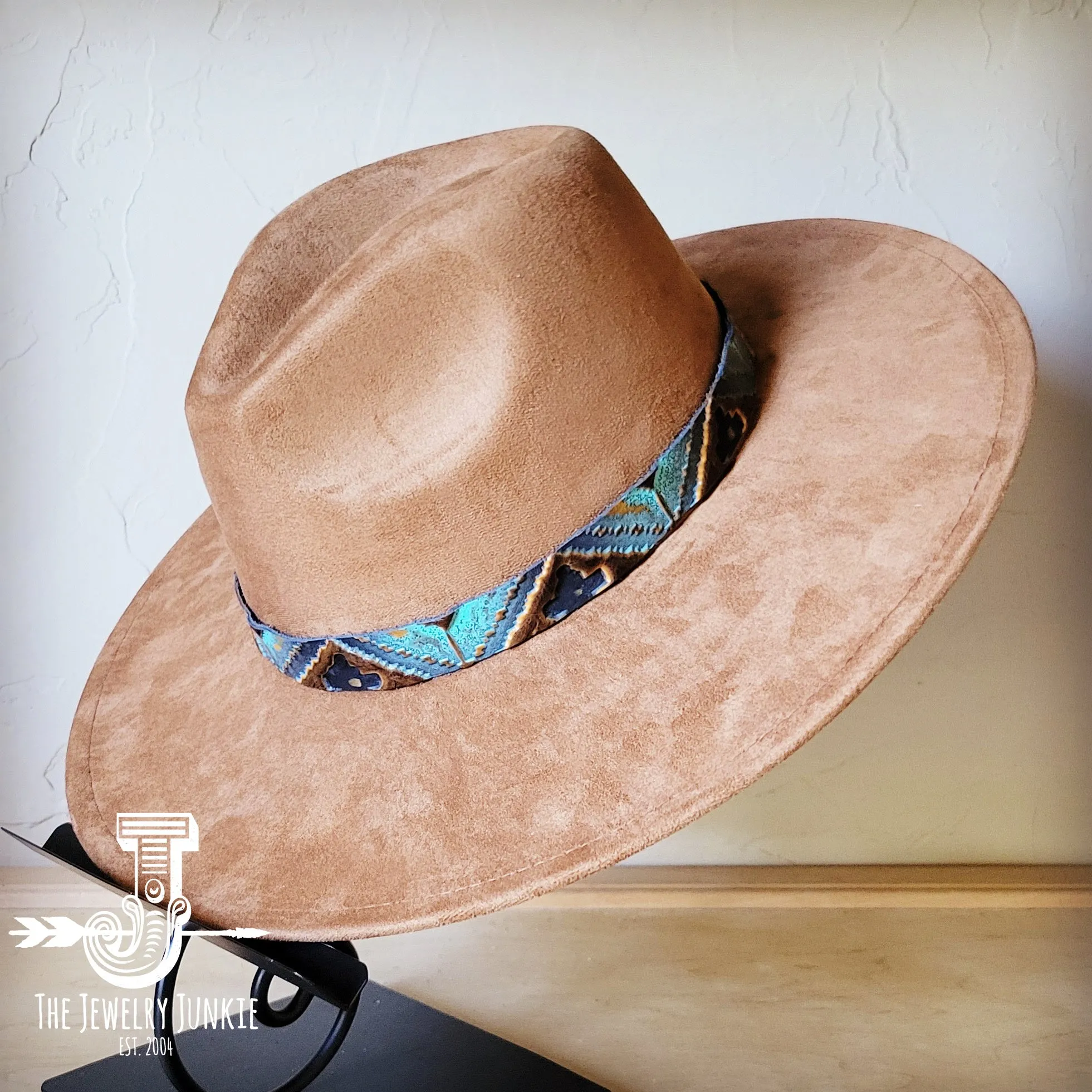 Blue Navajo Western Leather Band w/ Choice of Boho Hat 984x