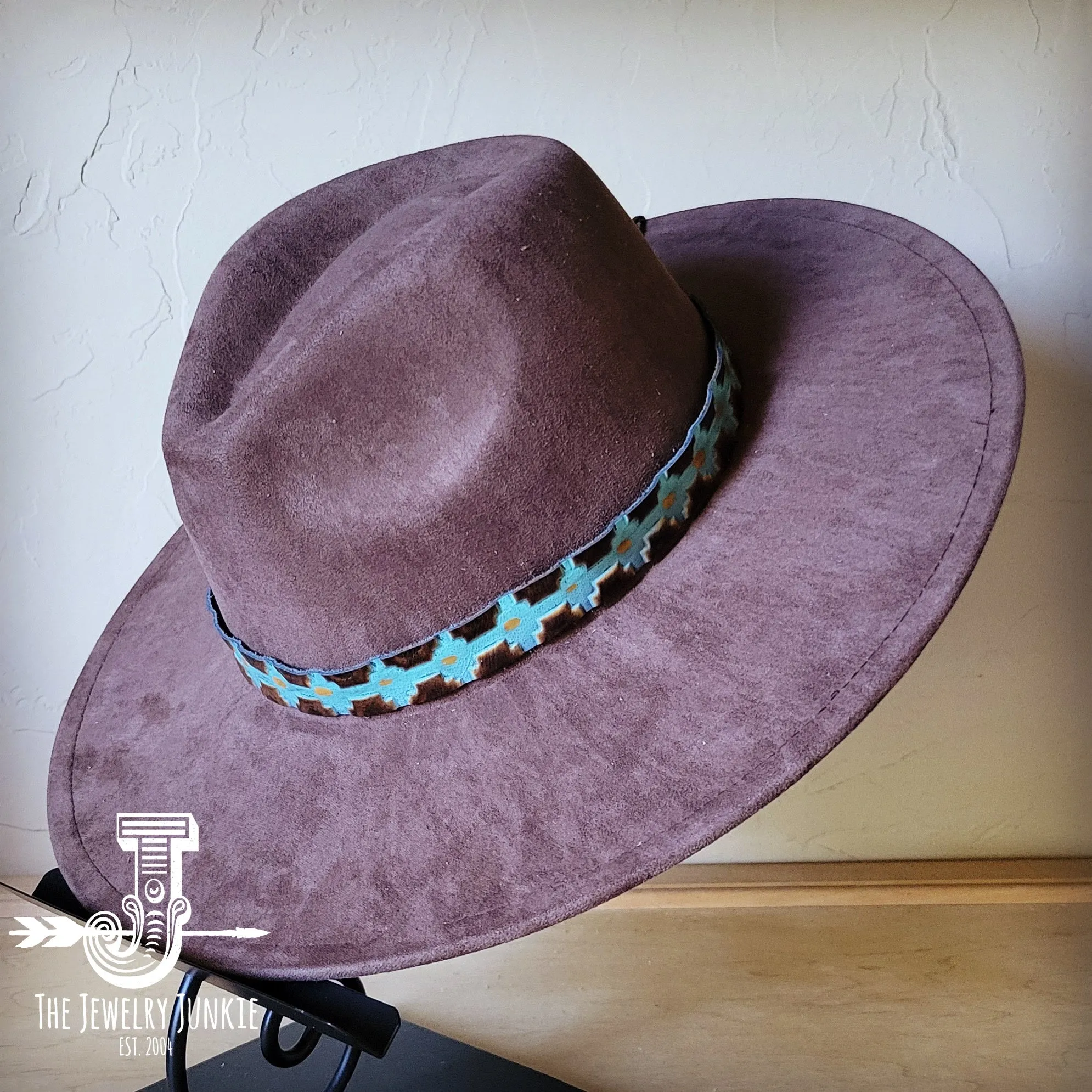 Blue Navajo Western Leather Band w/ Choice of Boho Hat 984x