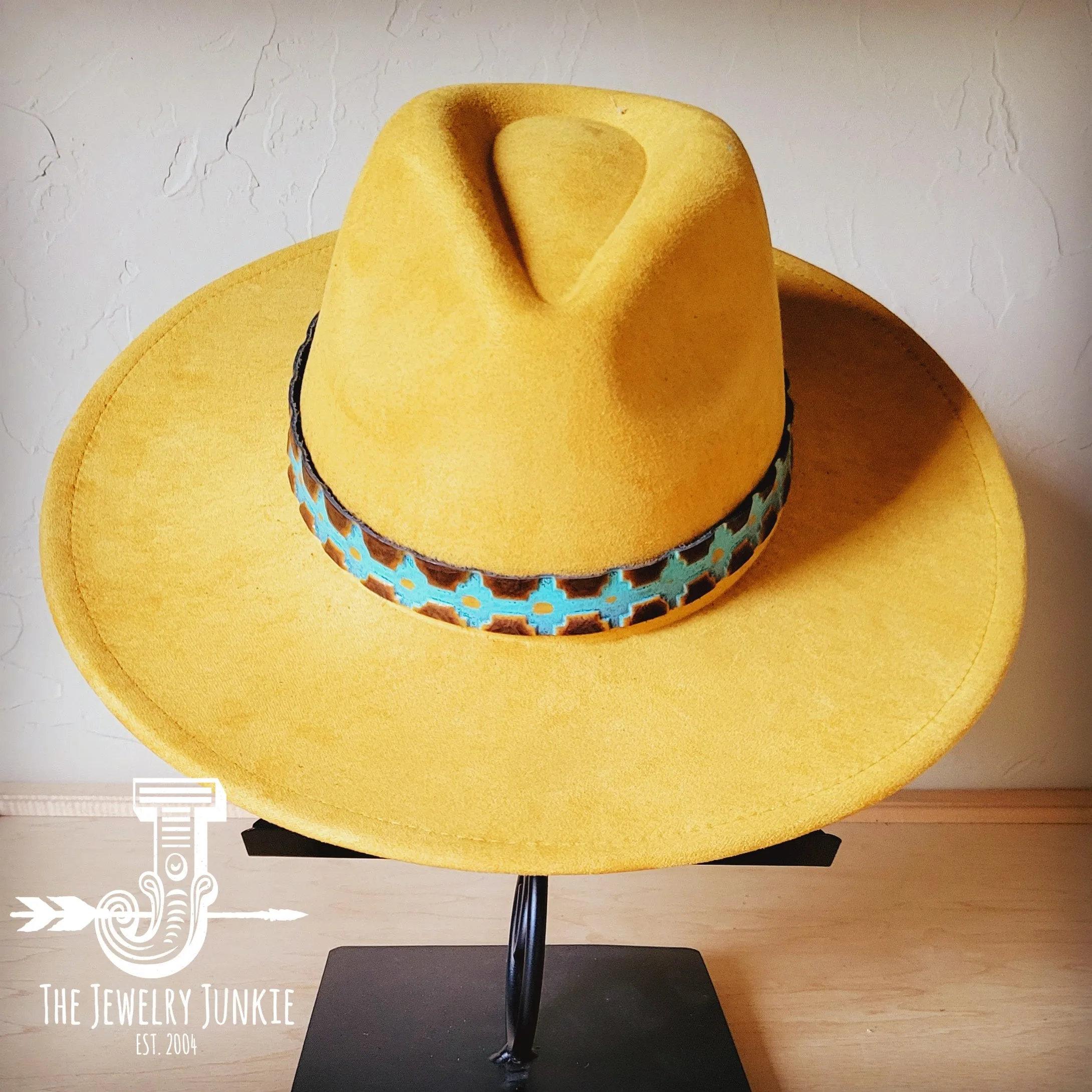 Blue Navajo Western Leather Band w/ Choice of Boho Hat 984x