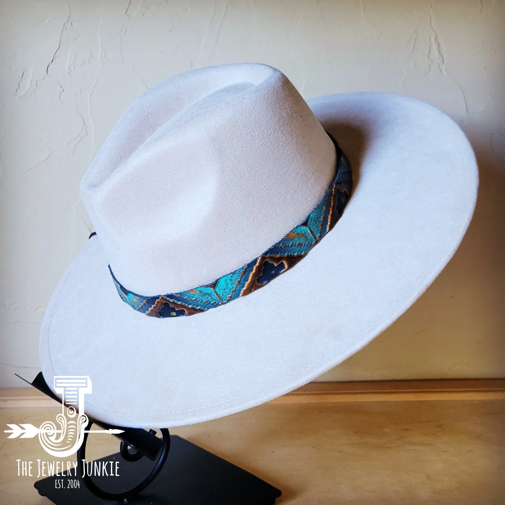 Blue Navajo Western Leather Band w/ Choice of Boho Hat 984x
