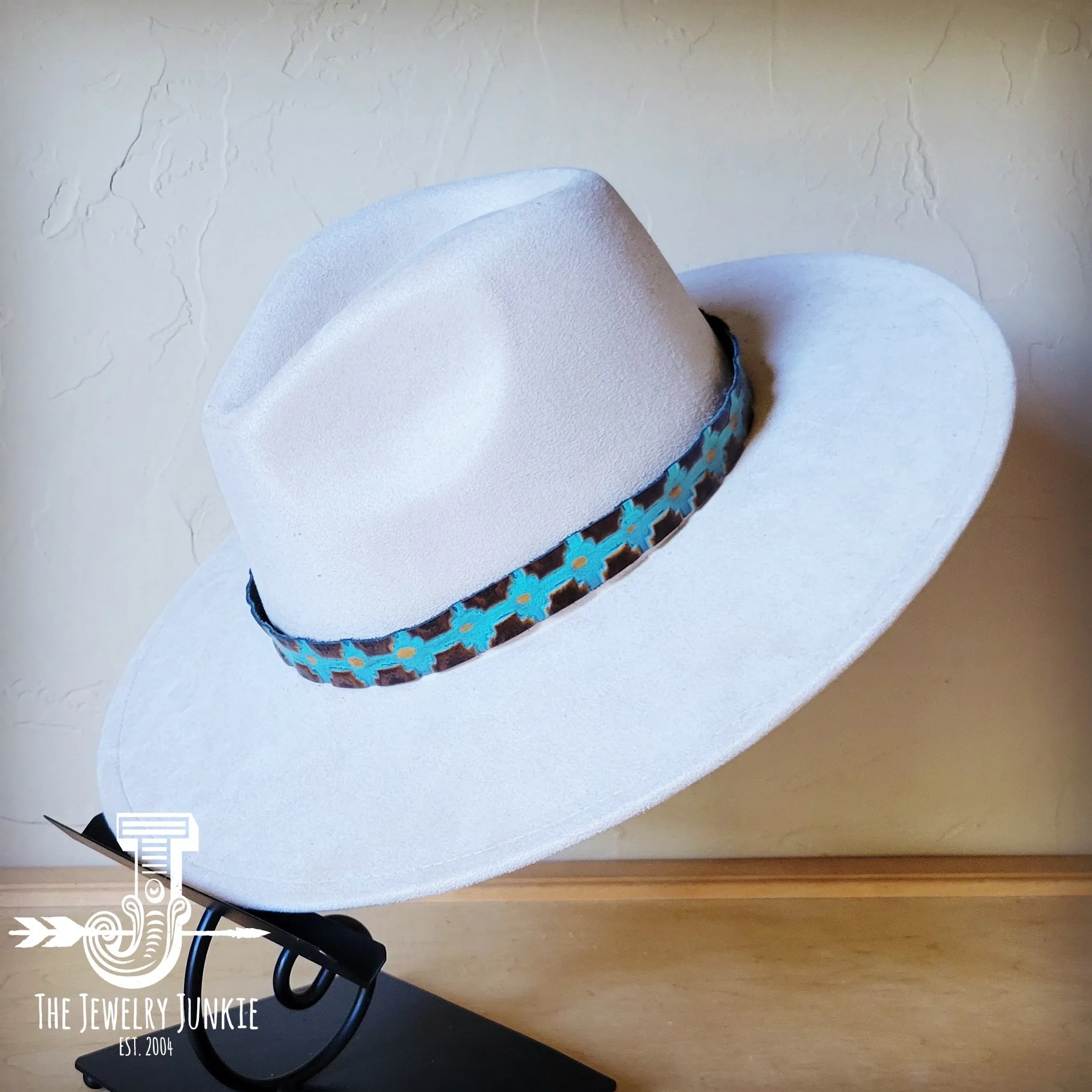 Blue Navajo Western Leather Band w/ Choice of Boho Hat 984x