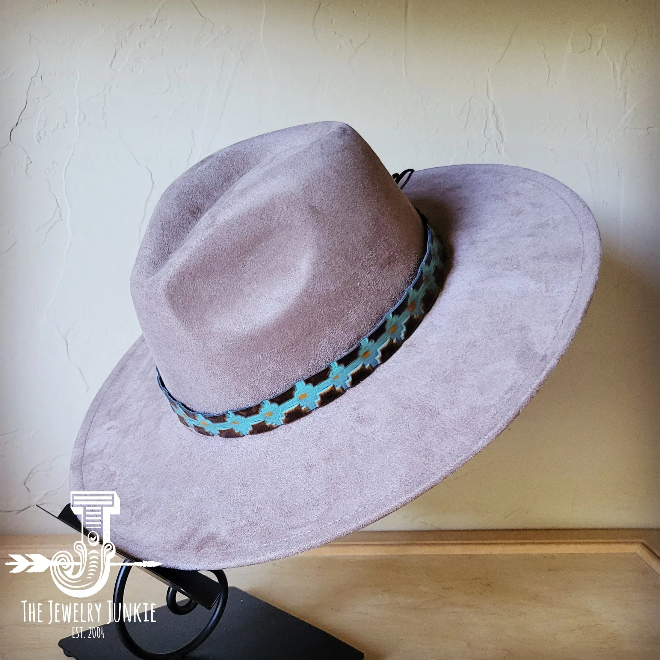 Blue Navajo Western Leather Band w/ Choice of Boho Hat 984x