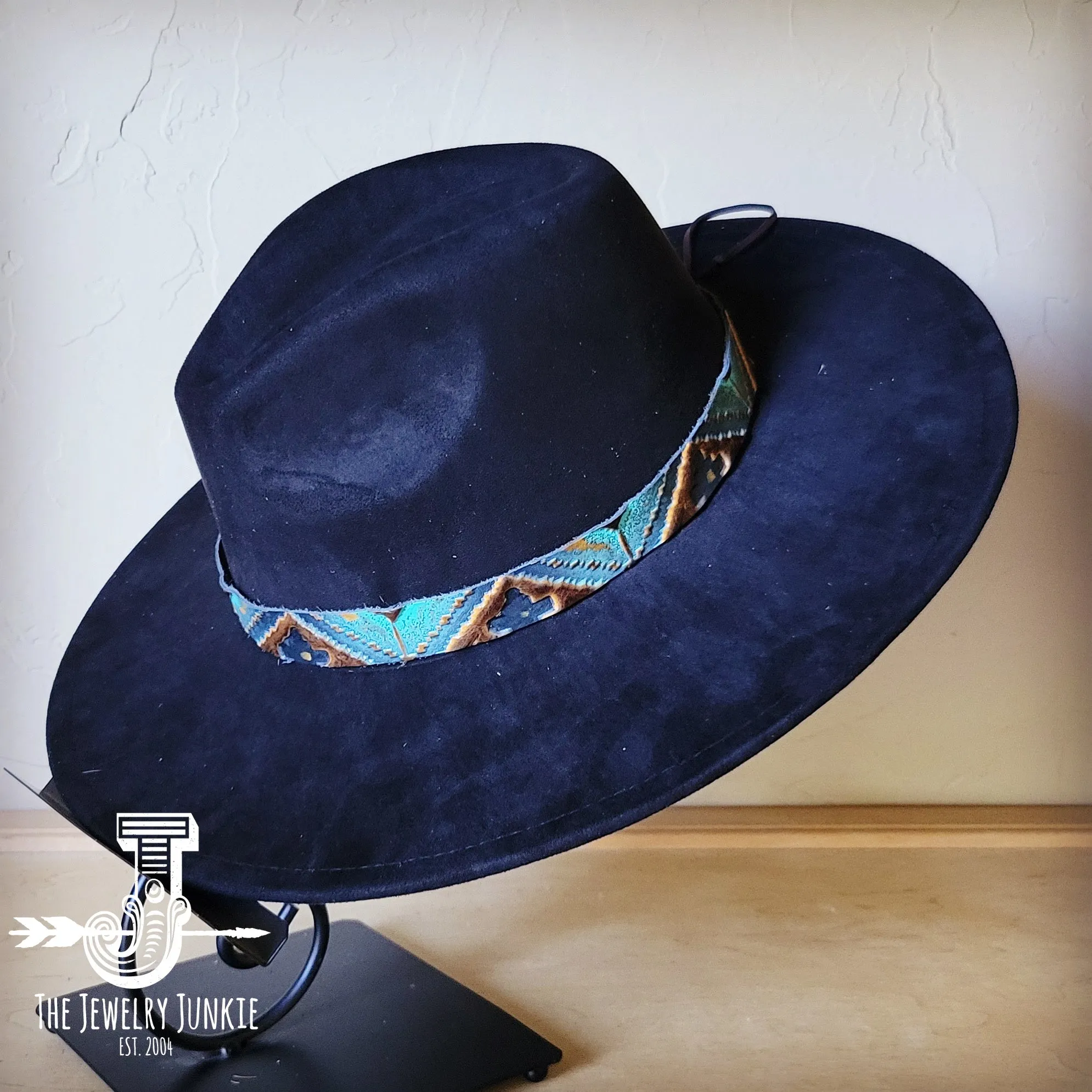 Blue Navajo Western Leather Band w/ Choice of Boho Hat 984x