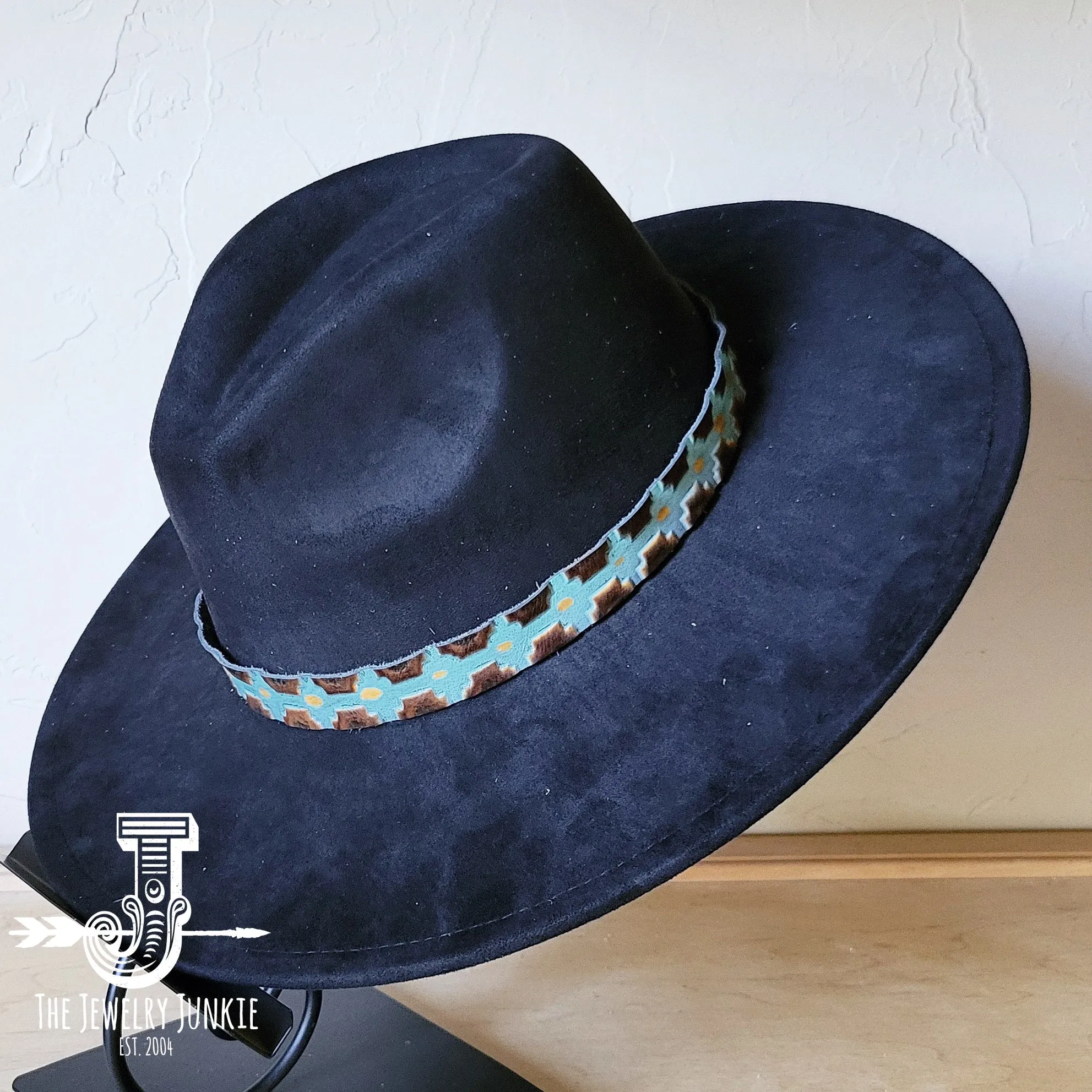 Blue Navajo Western Leather Band w/ Choice of Boho Hat 984x