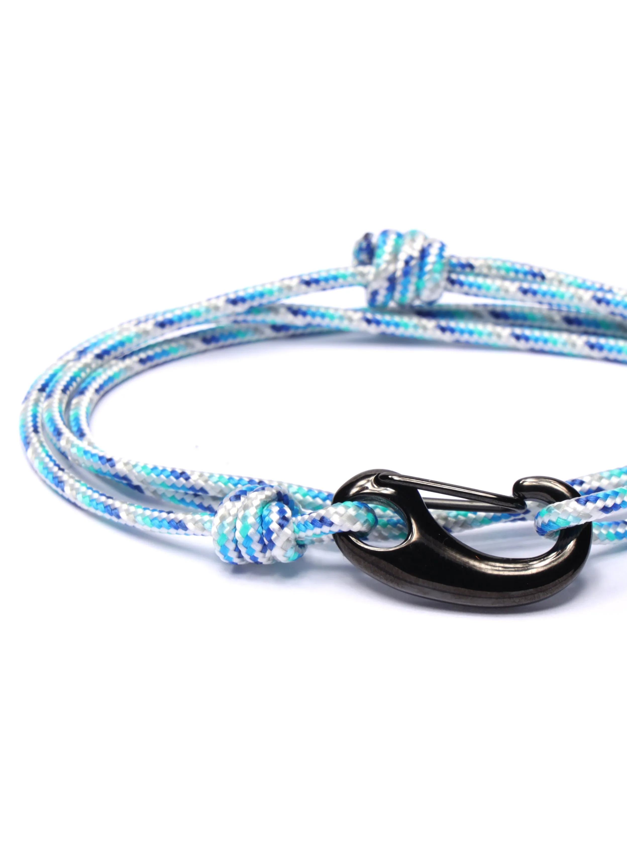 Blue   White Tactical Cord Bracelet for Men (Black Clasp - 19K)