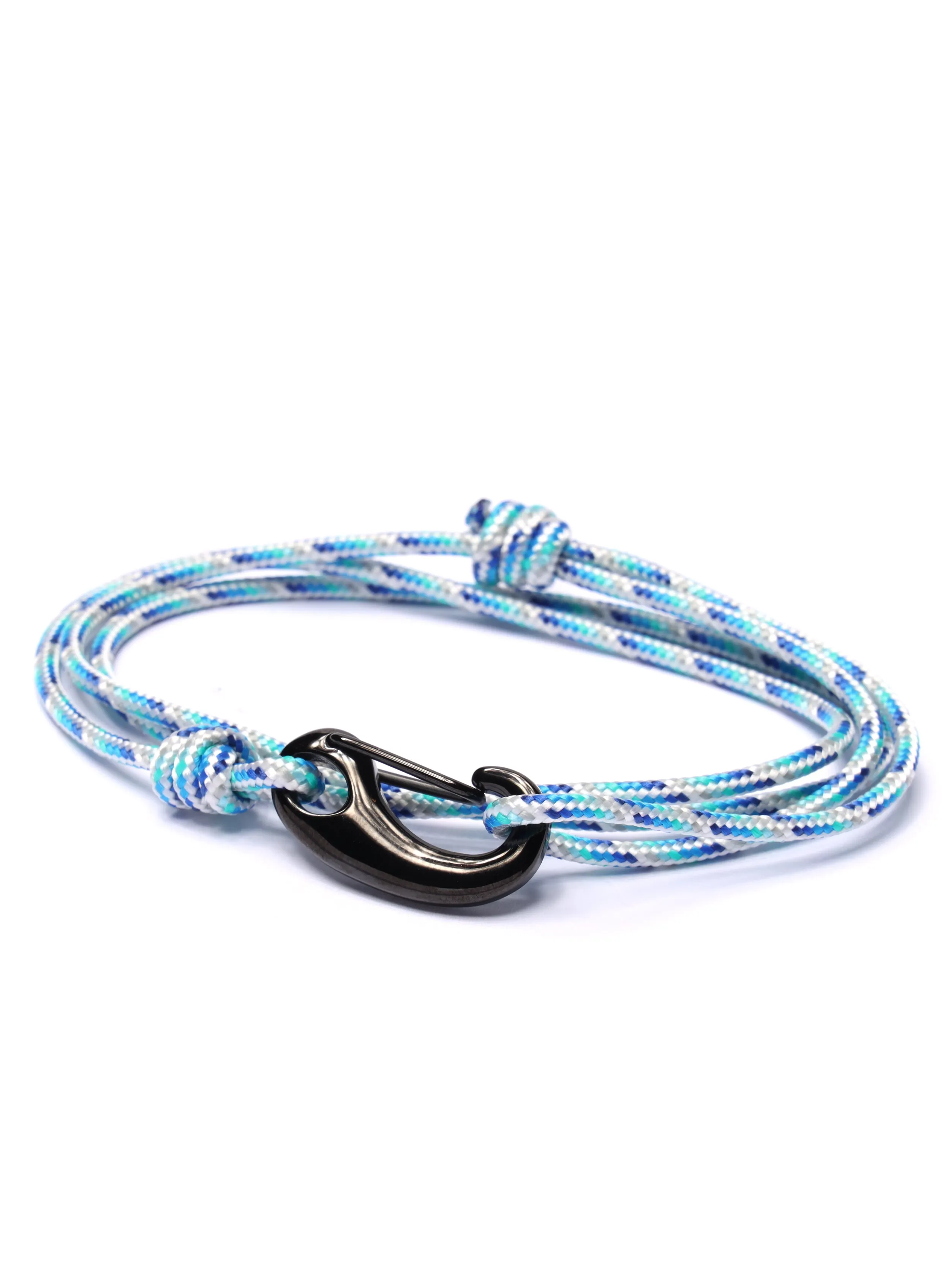Blue   White Tactical Cord Bracelet for Men (Black Clasp - 19K)