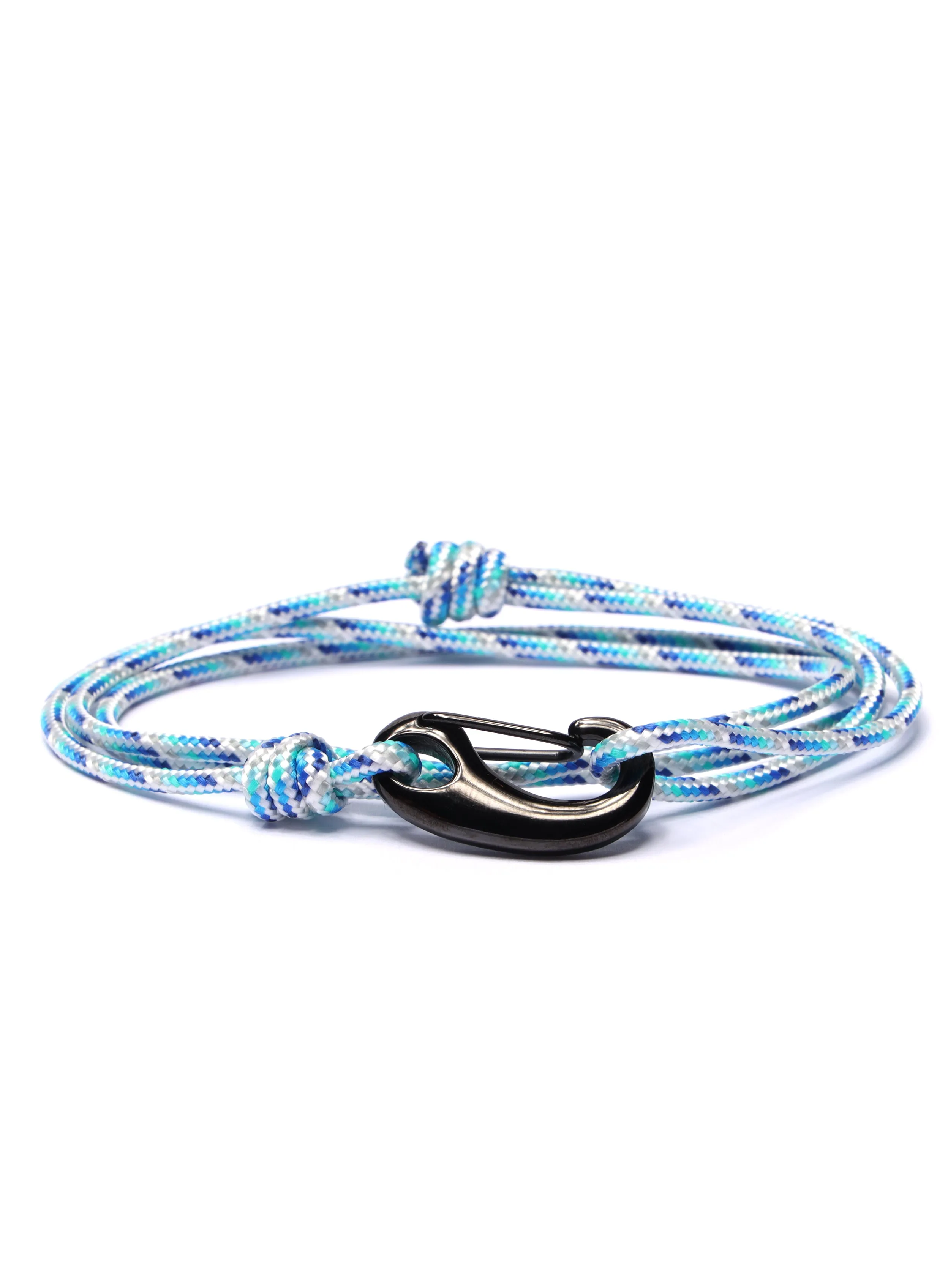 Blue   White Tactical Cord Bracelet for Men (Black Clasp - 19K)