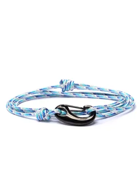 Blue   White Tactical Cord Bracelet for Men (Black Clasp - 19K)