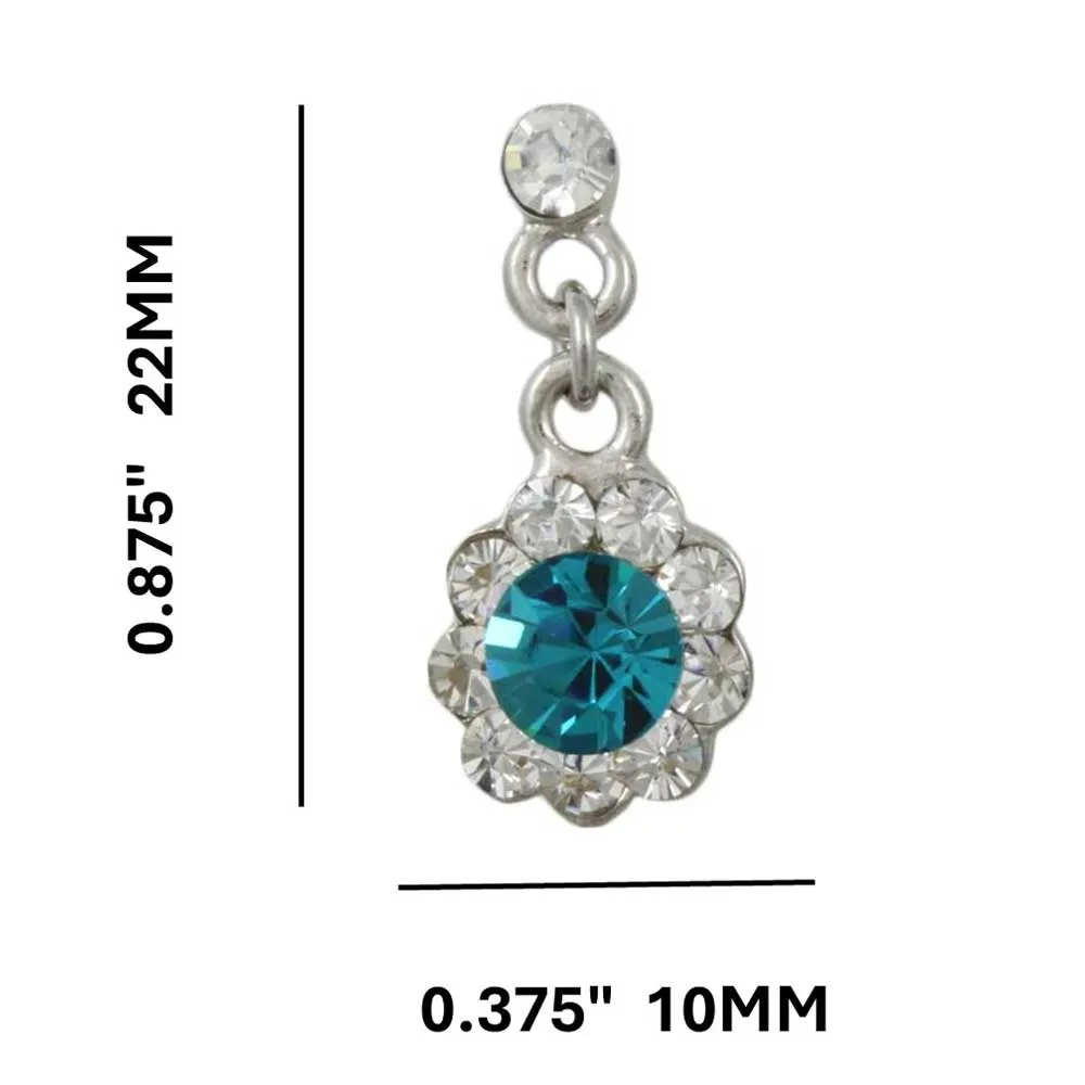 Blue Zircon Crystal Flower Dangling Pierced Earring - REC761VM