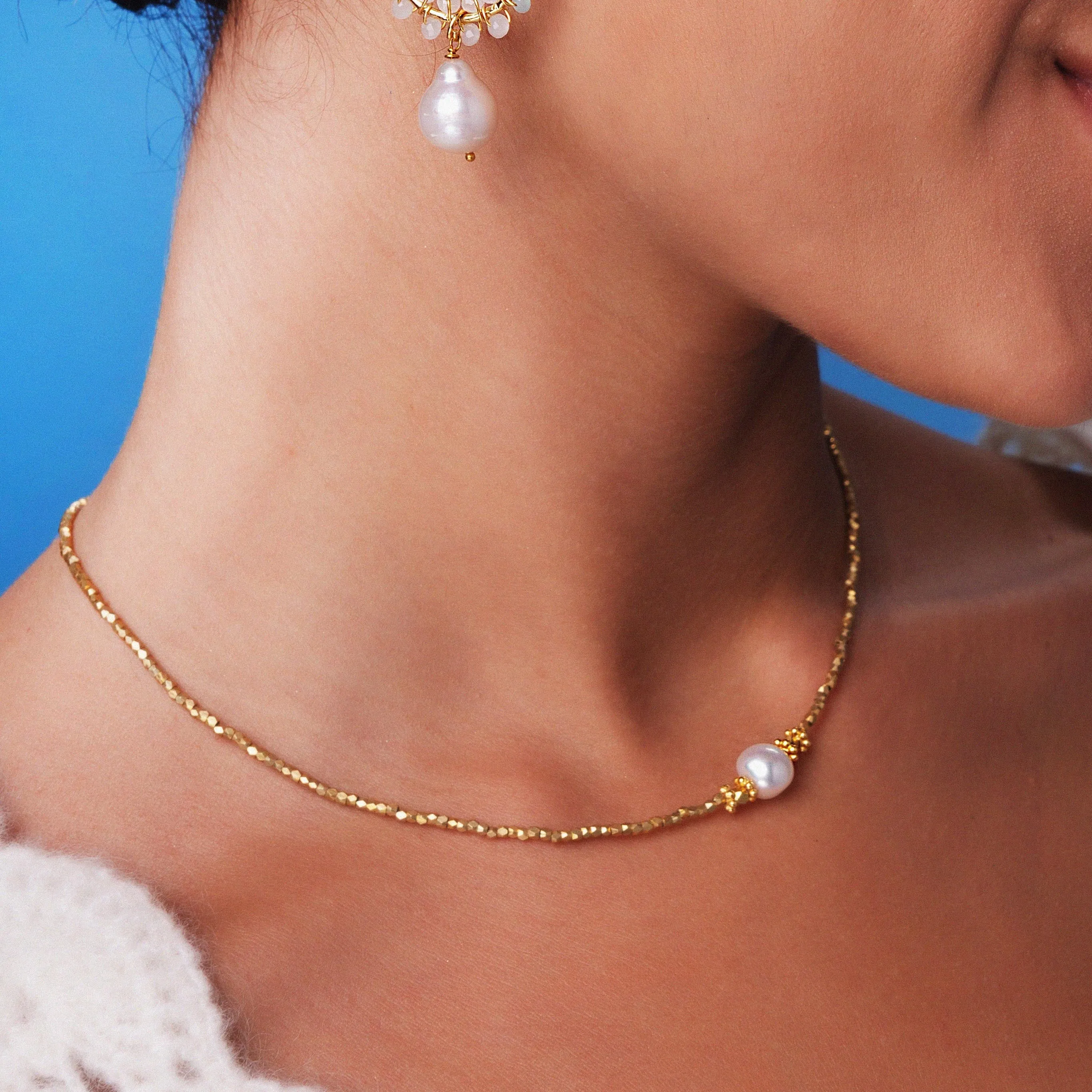 Bluebell Choker Necklace Freshwater Pearl