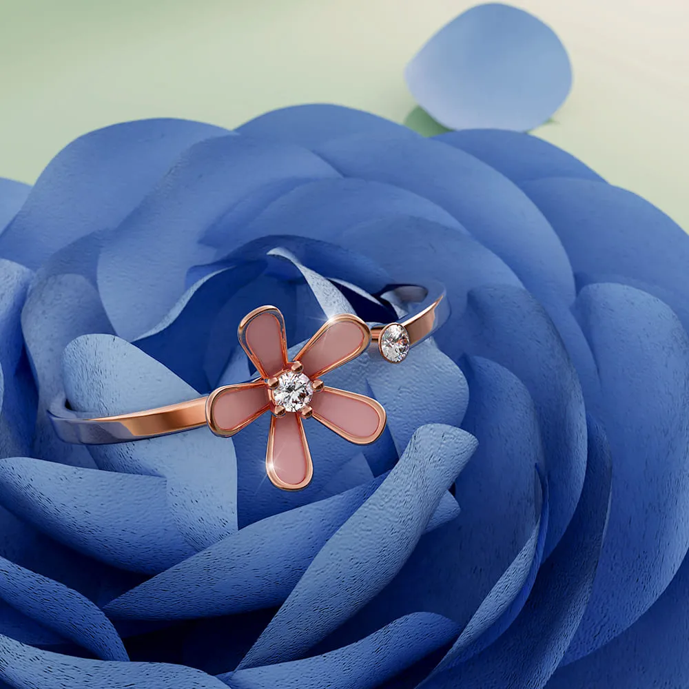 Boxed Petalia Pink Ring and Bracelet Featured SWAROVSKI Crystals in Rose Gold