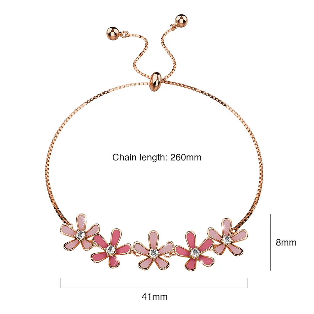 Boxed Petalia Pink Ring and Bracelet Featured SWAROVSKI Crystals in Rose Gold