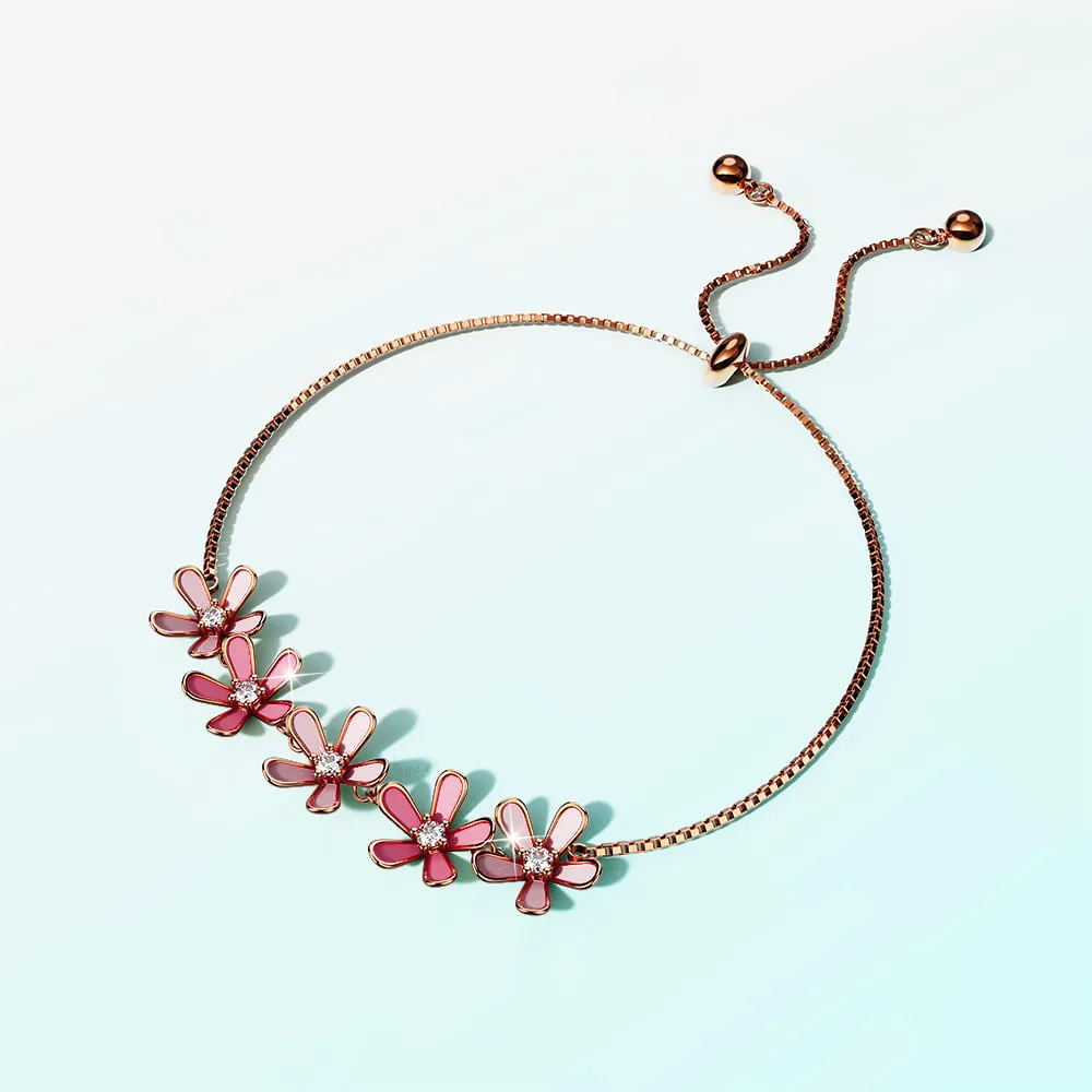 Boxed Petalia Pink Ring and Bracelet Featured SWAROVSKI Crystals in Rose Gold