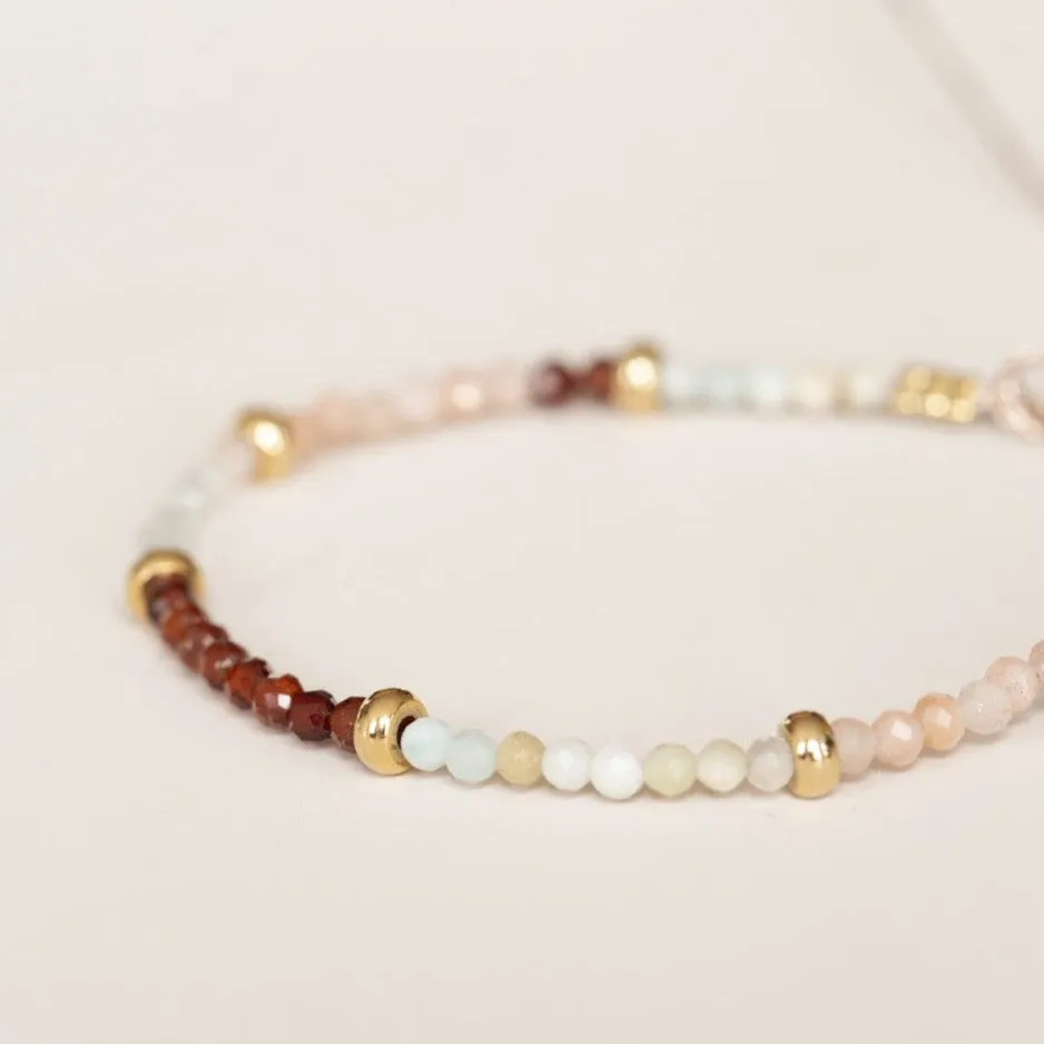 Bracelet Amazonite, Aquamarine, Garnet, Sunstone