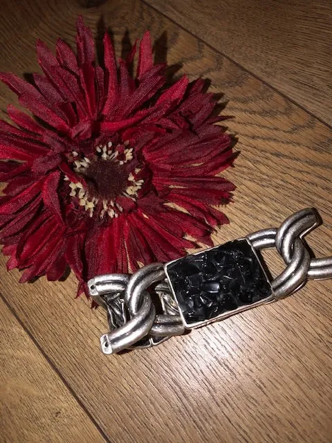 Bracelet- silver w/ black stone