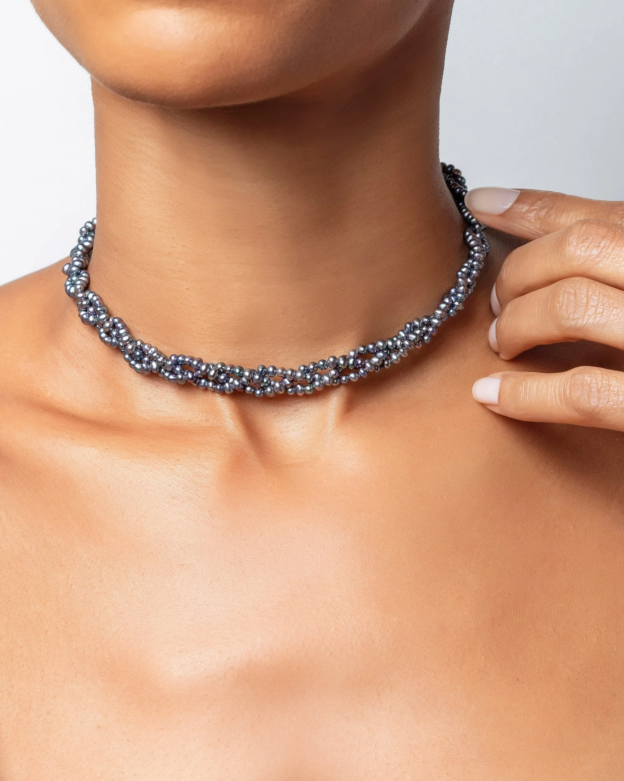 Braided Seed Pearl Choker Necklace