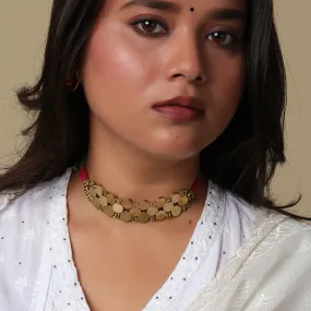 Brass Choker Necklace for Women | Multicolour | Cotton Thread