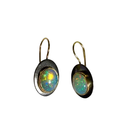 Brilliant Ethiopian Opal Cabochon Earrings