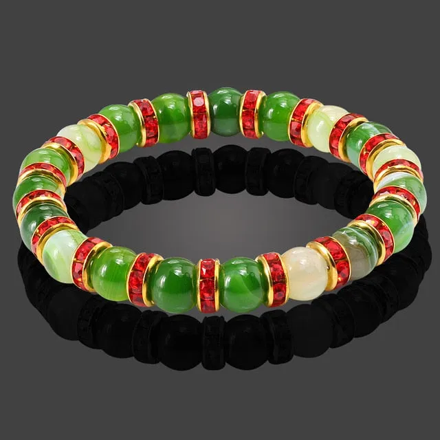 Buddha Natural Stone Bracelet Round Crystal Beads Bracelet