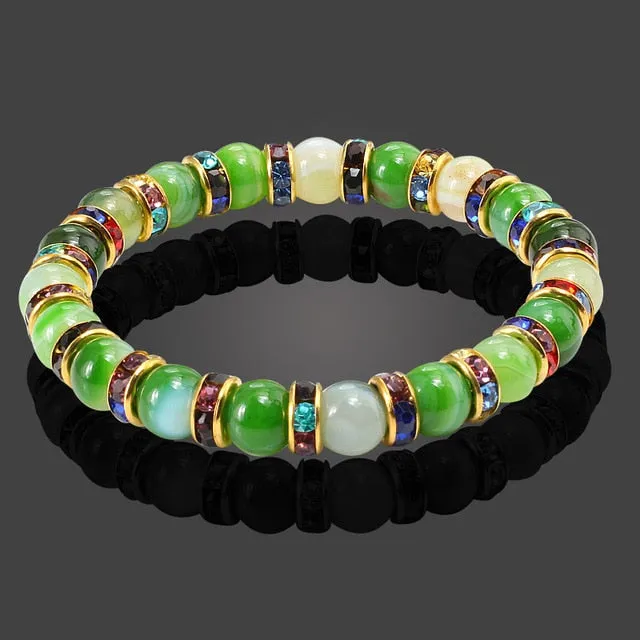 Buddha Natural Stone Bracelet Round Crystal Beads Bracelet