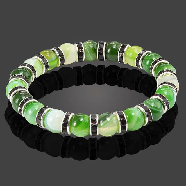 Buddha Natural Stone Bracelet Round Crystal Beads Bracelet