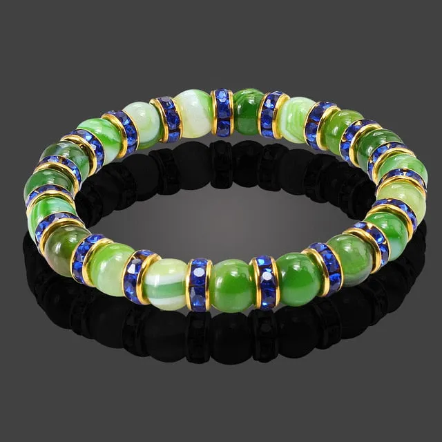 Buddha Natural Stone Bracelet Round Crystal Beads Bracelet