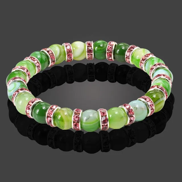 Buddha Natural Stone Bracelet Round Crystal Beads Bracelet
