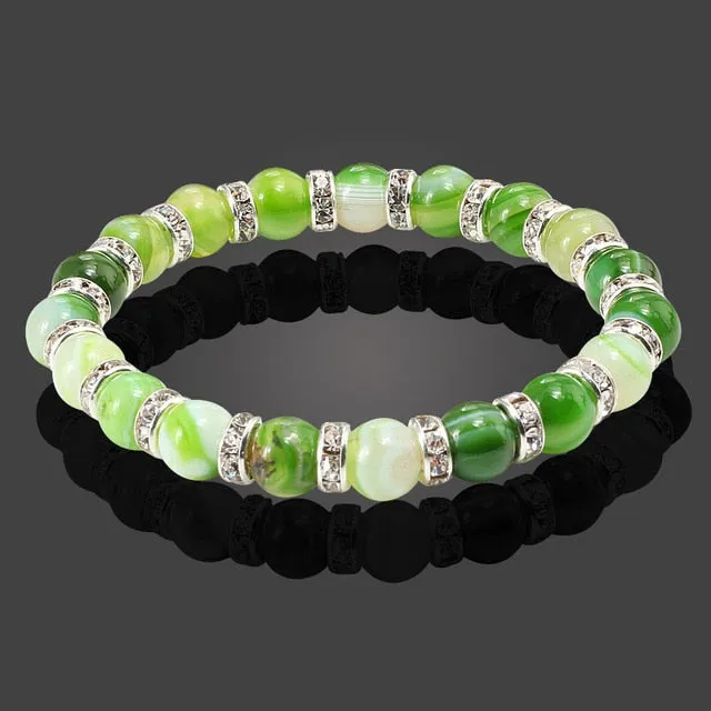 Buddha Natural Stone Bracelet Round Crystal Beads Bracelet