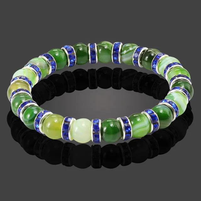 Buddha Natural Stone Bracelet Round Crystal Beads Bracelet