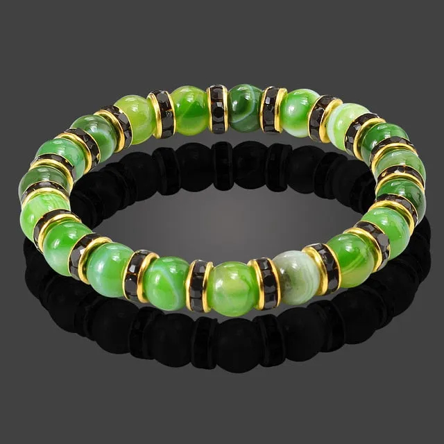 Buddha Natural Stone Bracelet Round Crystal Beads Bracelet
