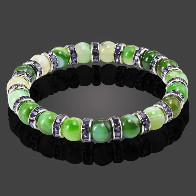 Buddha Natural Stone Bracelet Round Crystal Beads Bracelet
