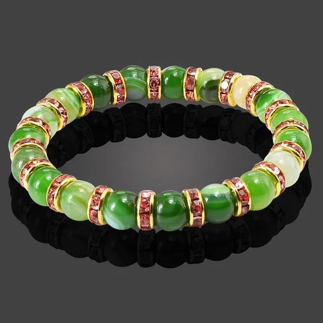 Buddha Natural Stone Bracelet Round Crystal Beads Bracelet