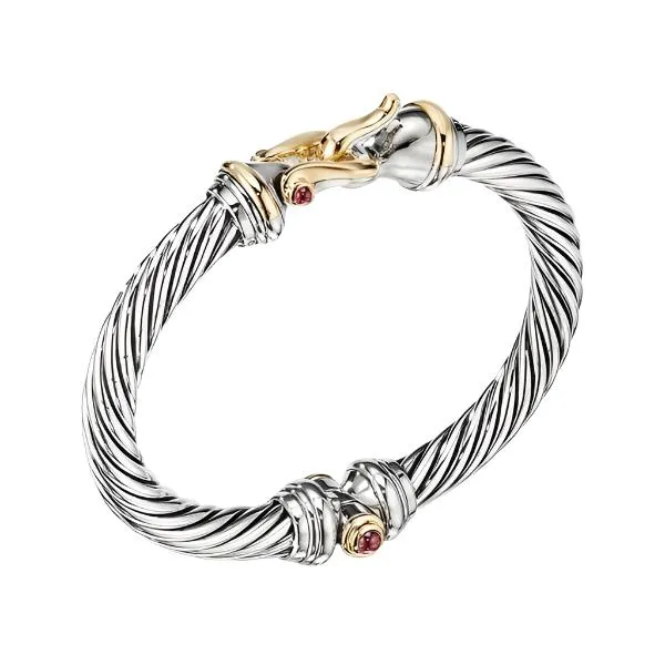 Cable Buckle Bracelet with 18K Yellow Gold and Rhodolite Garnet