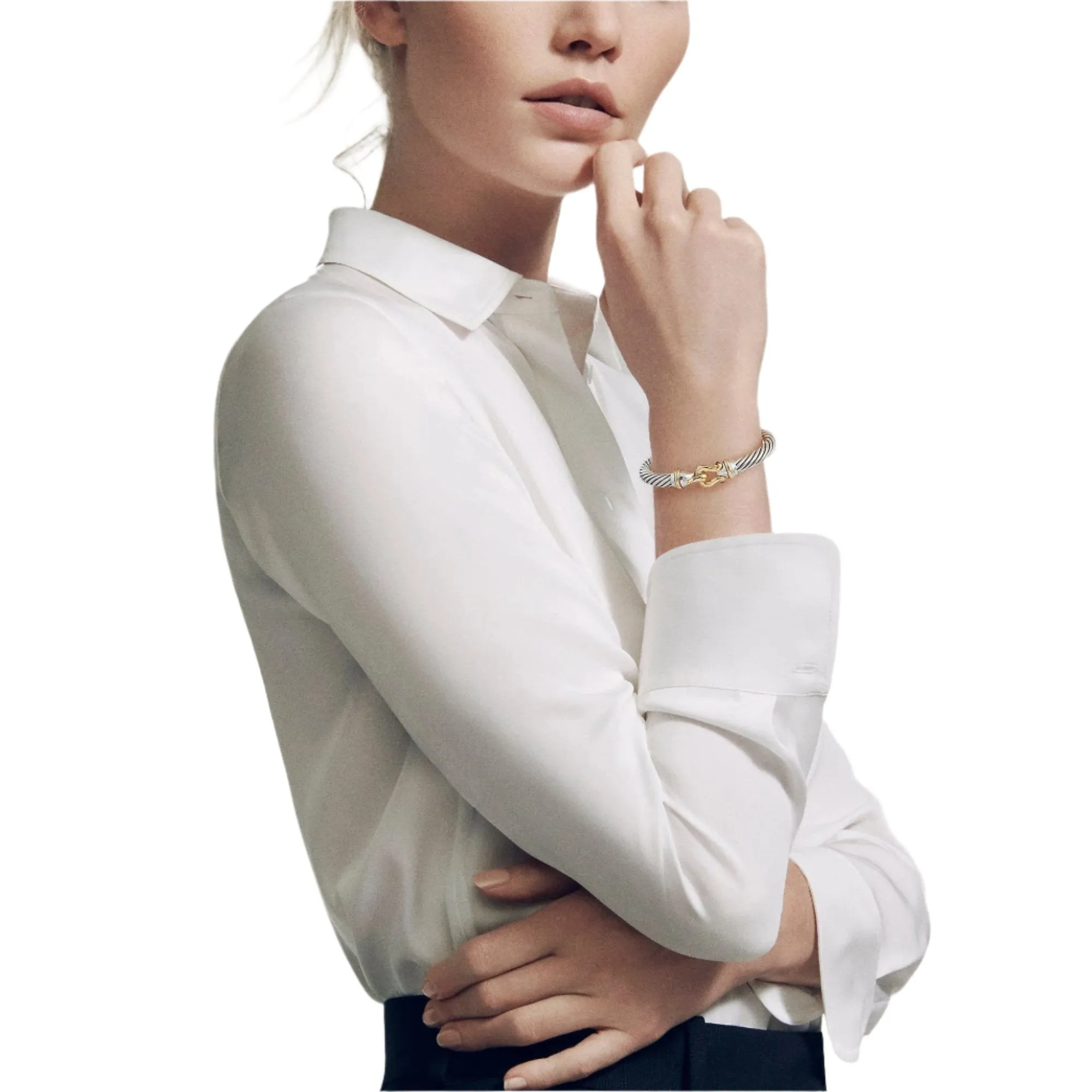 Cable Buckle Bracelet with 18K Yellow Gold and Rhodolite Garnet