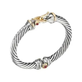 Cable Buckle Bracelet with 18K Yellow Gold and Rhodolite Garnet