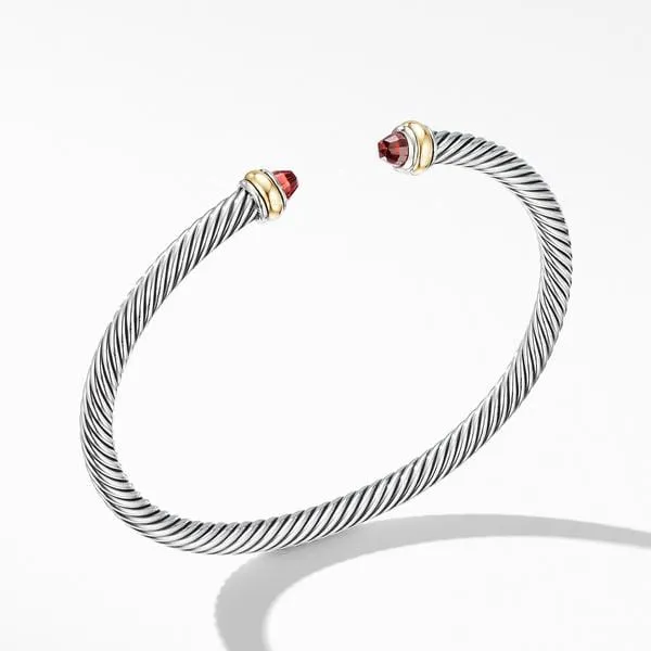 Cable Classic Bracelet with Garnet and 18K Yellow Gold