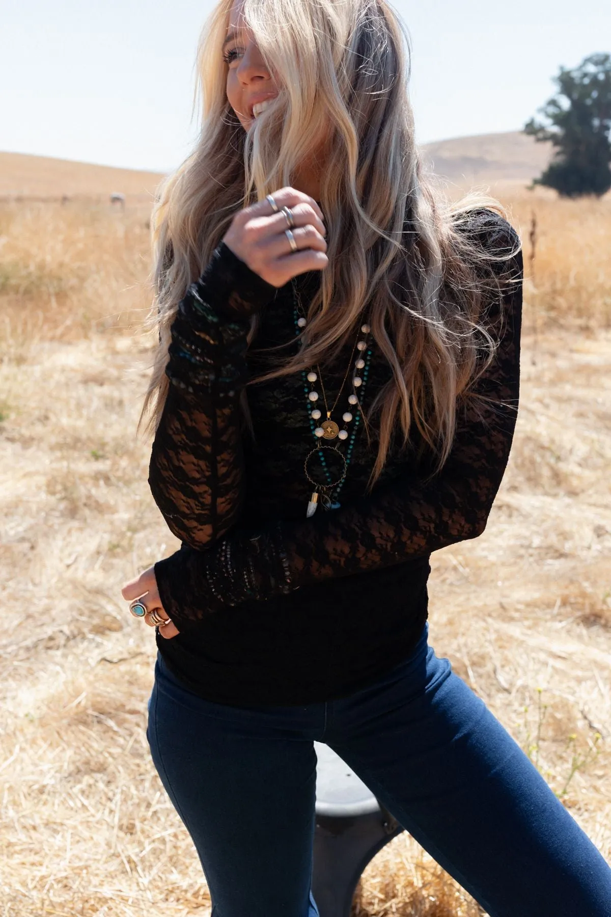 Call It Love Lace Top - Black