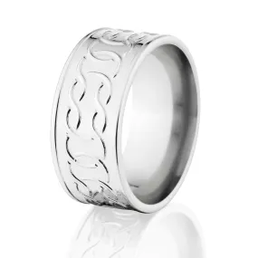 Carved Cobalt Wedding Rings: Men's Celtic Ring
