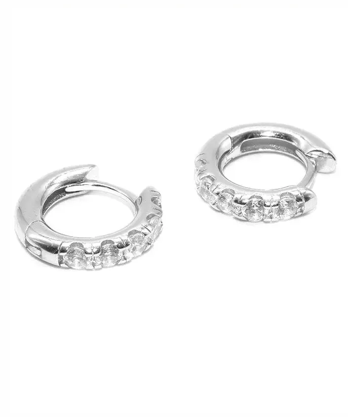 Casual Rainbow Sterling Silver Zircon Hoop Earrings ML0654