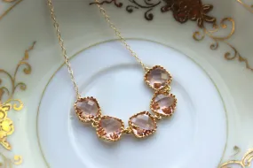 Champagne Blush Bracelet Gold Plated Peach Bracelet - Christmas Gift - Bridesmaid Bracelet - Bridal Bracelet Champagne Blush Wedding Jewelr
