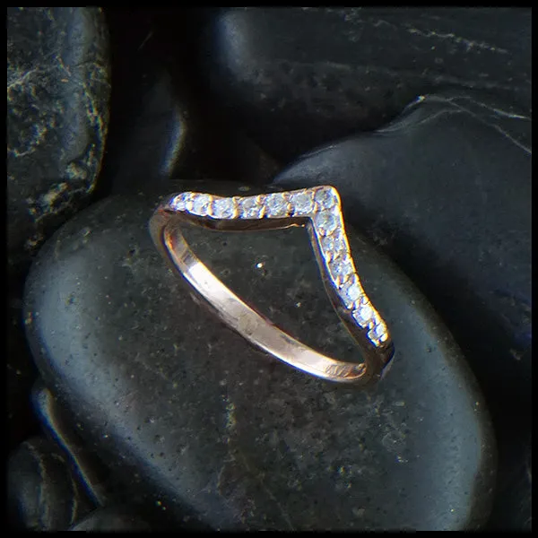 Chevron Stacking Bands with Diamonds