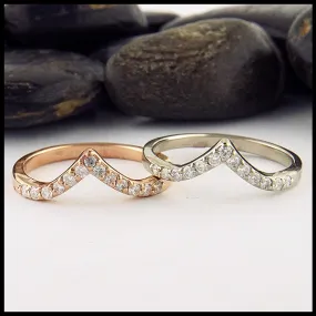 Chevron Stacking Bands with Diamonds