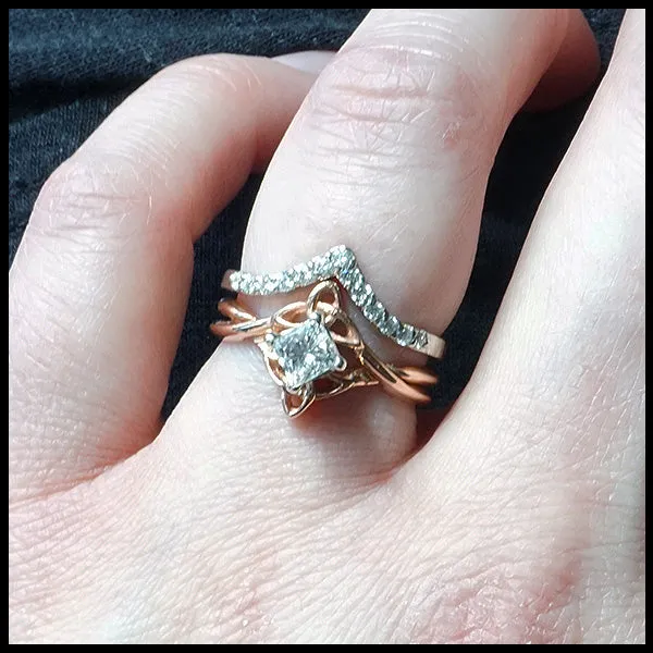 Chevron Stacking Bands with Diamonds