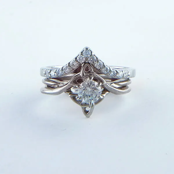 Chevron Stacking Bands with Diamonds