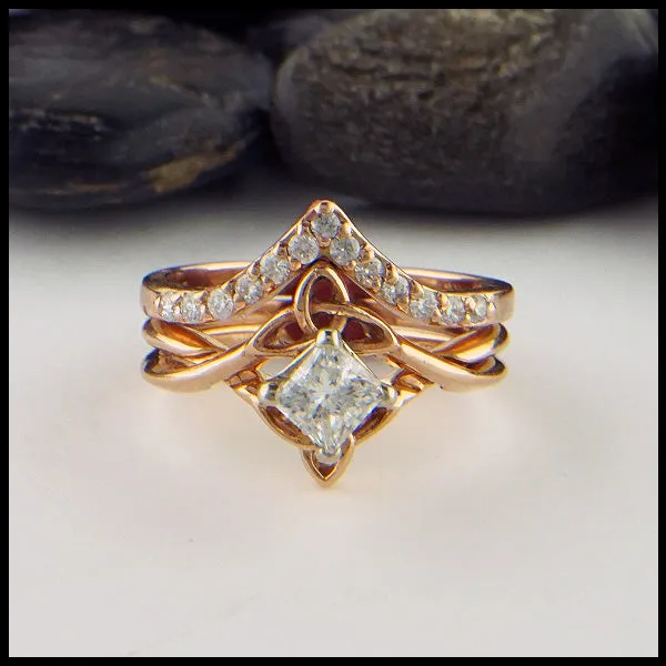 Chevron Stacking Bands with Diamonds