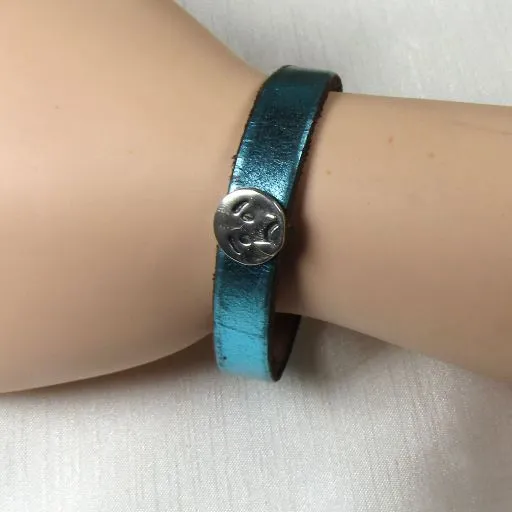 Childs Sad Face Leather Bracelet
