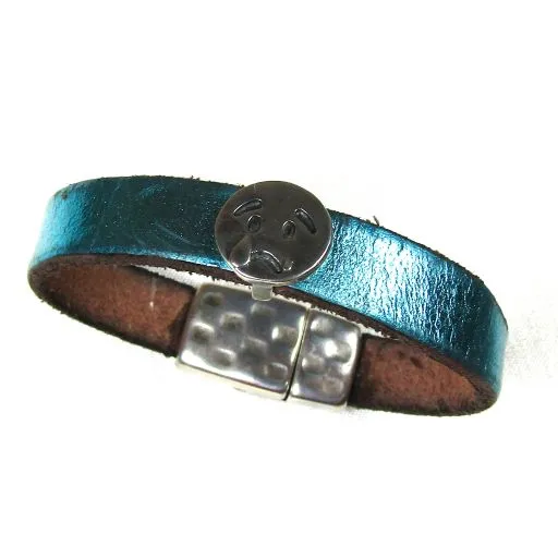 Childs Sad Face Leather Bracelet