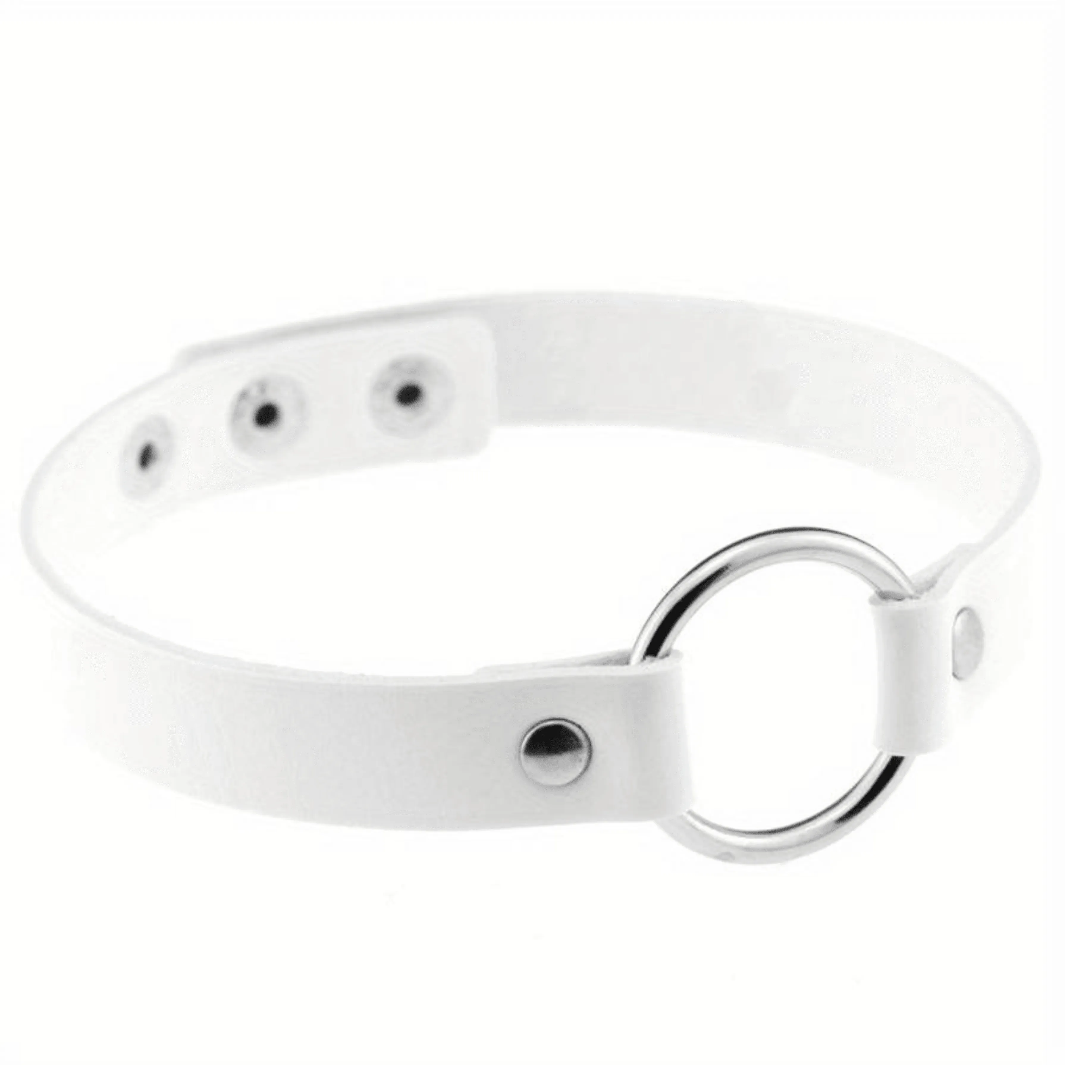 Choker Halsband mit Ring in Leder Optik