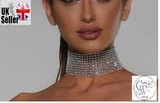 CHOKER NECKLACE Rhinestone Crystal by Crystal wedding uk