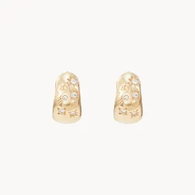 chunky element hoop earrings - 14k yellow gold, natural gemstones